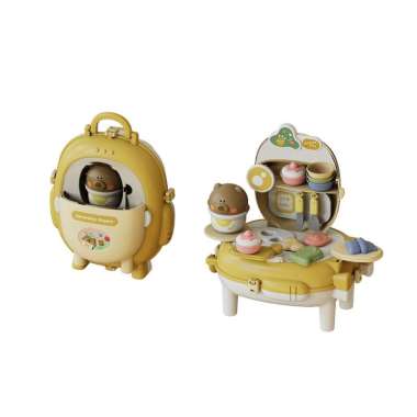 OEM SK-M321 Mainan Edukasi Anak Bear Backpack 2IN1 Pretend Play Kitchen Set / Mainan Tas Ransel Anak