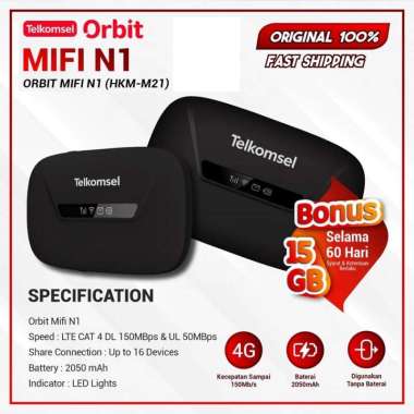 Telkomsel ORBIT Mifi N1 Bonus Data Kuota HKM-M21 Modem Mifi Wifi Resmi