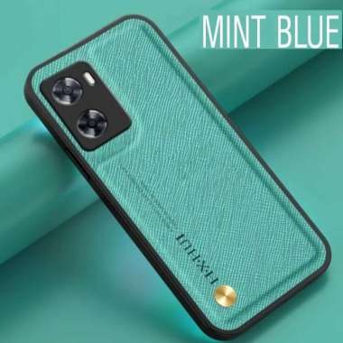 OPPO A57 4G / A57 5G Case Silicone Back Cover Leather Kulit Saffiano - BLACK, OPPO A57 5G MINT BLUE OPPO A57 4G