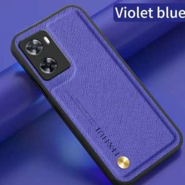 OPPO A57 4G / A57 5G Case Silicone Back Cover Leather Kulit Saffiano - BLACK, OPPO A57 5G VIOLET BLUE OPPO A57 4G