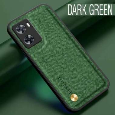 OPPO A57 4G / A57 5G Case Silicone Back Cover Leather Kulit Saffiano - BLACK, OPPO A57 5G DARK GREEN OPPO A57 5G