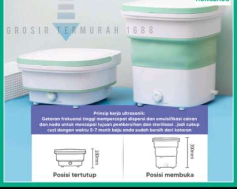 ZS MESIN CUCI PORTABLE MESIN CUCI LIPAT MINI FOLDING WASHING MACHINE - BIRUUKURANKECIL Hijau