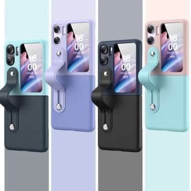 Case OPPO FIND N2 FLIP - Casing OPPO FIND N2 FLIP Case Wristband Elegan FIND N2 FLIP Black & Blue