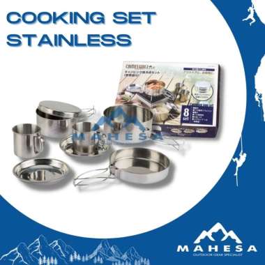 Cooking Set Nesting Camewill 8 Set Alat Masak Camping Outdoor Stainless