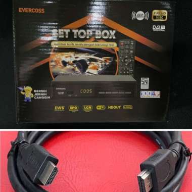 ZS Set Top Box STB Evercoss DVB-T2 TV Digital Full HD Wifi Youtube USB - STB STB + HDMI 2 m