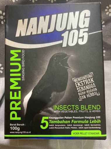 Nanjung 105 - 100grm Voer Pelet Ebod Jaya Pakan Burung Kacer Murai DLL
