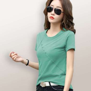 Kaos Lengan pendek wanita Gaya Korea variasi leher - jfashion Bonna Hijau