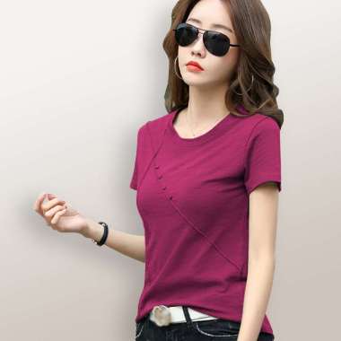 Kaos Lengan pendek wanita Gaya Korea variasi leher - jfashion Bonna Pink