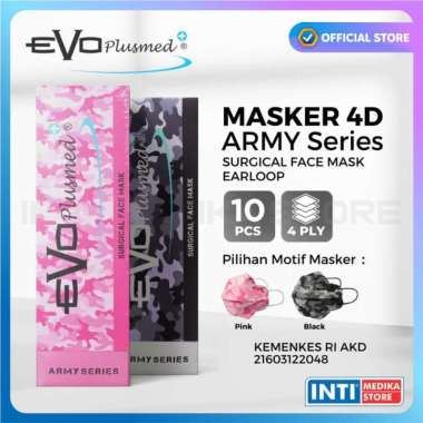 EVO Plusmed - Masker 4D Duckbill 4ply ARMY Earloop | Surgical Mask Pink