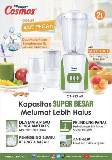 Cosmos Blender Es Batu Plastik 2 Liter Cb282Ap Cb 282 Ap Anti Pecah