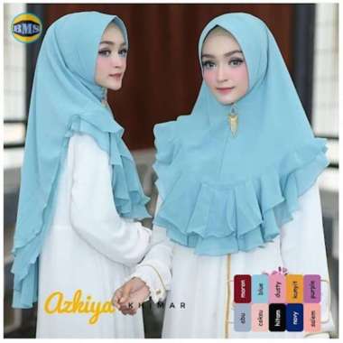 KHIMAR AZKYA REMPEL MUSLIM WANITA JILBAB BRANDED PAKAIAN MUSLIM BLUE
