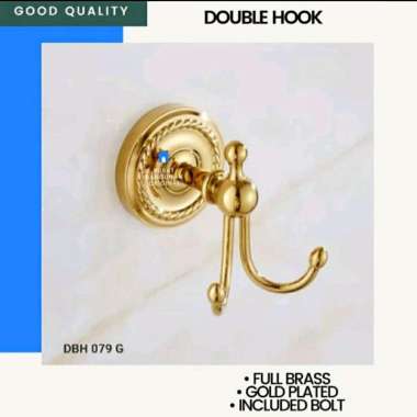 DOUBLE HOOK KAPSTOK GANTUNGAN BAJU CELANA KAMAR MANDI GOLD EMAS 079 GOLD DOUBLE HOOK (DBH 079 GOLD)