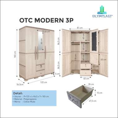 Lemari Pakaian Plastik Olymplast OTC Modern 3 Pintu