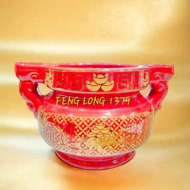 Hiolo (Tempat Hio/Dupa) Keramik Kuping 5" Merah Cabe ZCJB