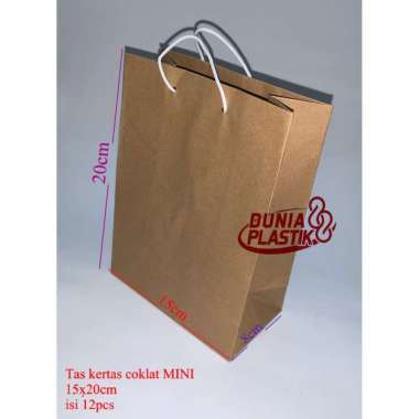 isi12pcs TAS KERTAS COKLAT MINI 15x20x8cm paper goodie souvenir bag kantong kertas polos tenteng T C