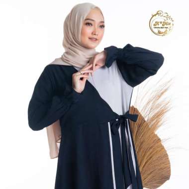 Azwa Maxi Amie Navy Fashion Muslim Gamis Wanita Casual Dress Dress Kondangan OOTD Midi Dress Terbaru Navy - Grey M