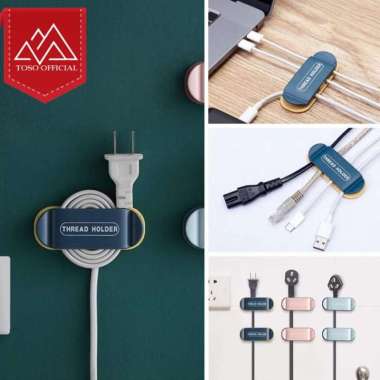 KLIP KABEL HOLDER GANTUNGAN HOOK MEJA DINDING CANTOLAN KAIT CHARGER Putih