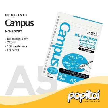 KOKUYO Campus Paper Refill Loose Leaf A5 Kertas isi Ulang Binder 807BT