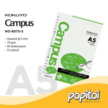 KOKUYO Campus Paper Refill Loose Leaf A5 Kertas isi Ulang Binder 807S-5