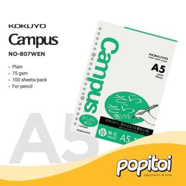KOKUYO Campus Paper Refill Loose Leaf A5 Kertas isi Ulang Binder 807WEN