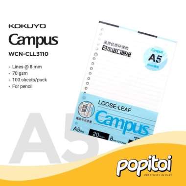 KOKUYO Campus Paper Refill Loose Leaf A5 Kertas isi Ulang Binder CLL3110