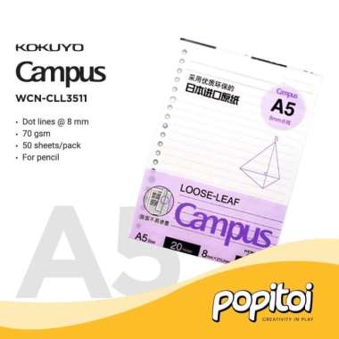 KOKUYO Campus Paper Refill Loose Leaf A5 Kertas isi Ulang Binder CLL3511