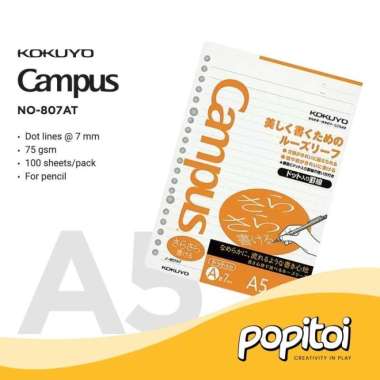 KOKUYO Campus Paper Refill Loose Leaf A5 Kertas isi Ulang Binder 807AT