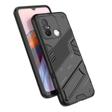 Casing Xiaomi Redmi 12C Case Redmi 12C Premium Stand Armor Case Redmi 12C HITAM