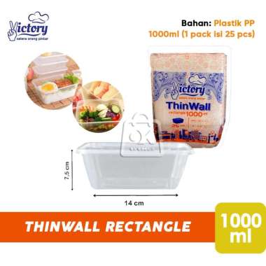 Thinwall Victory Rectangle 1000ml / Kotak Plastik Makanan (1pack isi 25pcs)
