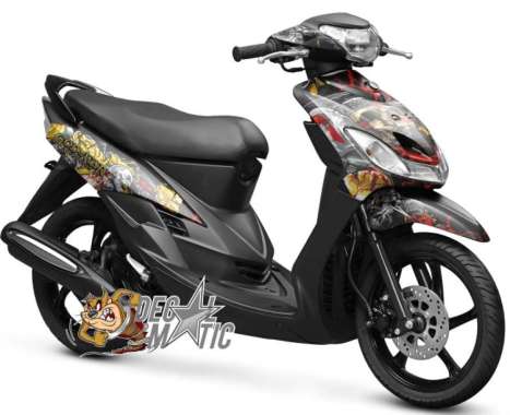Decal Stiker Full Body Motor yamaha Mio Smile Sporty - God Of War Hitam