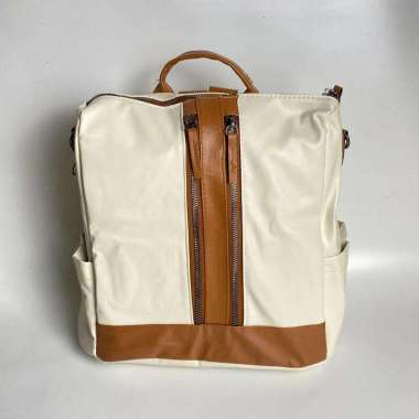 138288 Tas Ransel Wanita Korea Import Multifungsi Backpack Tas Samping Sekolah Kerja white