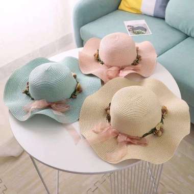Topi pantai anak mahkota bunga import Ungu