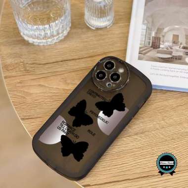 SOFTCASE SILIKON CASING MODEL GELOMBANG CLEAR MOTIF KUPU KUPU HITAM FOR IPHONE 7 8 7+ 8+ X XS XR XS