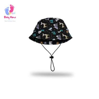Topi Bucket Korea Anak Motif Beruang Bahan Kanvas Pakai Tali untuk Anak Usia 1-10 tahun < 3 tahun