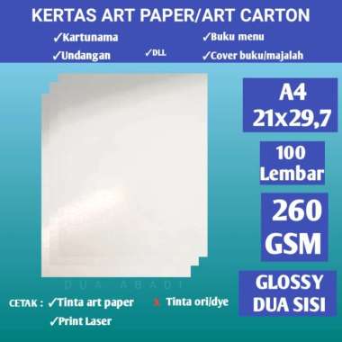 kertas art carton/art paper 260 gsm isi 100 lembar a4 Multicolor