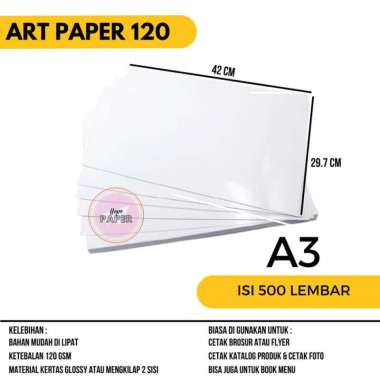 kertas art paper 120 gsm a3 isi 500 lembar / art paper 120 gsm a3 Multicolor