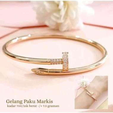 Gelang Bangle Paku Koleksi Josean Emas Asli Kadar 750