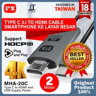 Kabel MHL Converter Adapter USB Type C 3.1 to HDMI TV 4K 2M PX MHA-20C