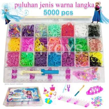 koper karet loom bands dan rainbowloom komplit isi 5000pcs karet Multicolor