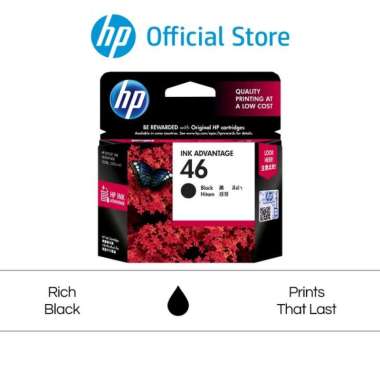 Tinta HP 46 Black Original Ink Advantage / Hitam / Catridge Asli / HP Deskjet Ink Advantage 2020hc ,
