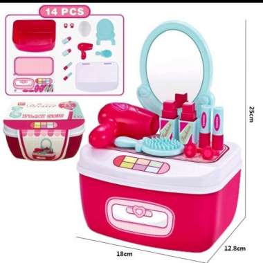 mainan anak perempuan - mainan makeup box play set alat make up pink Multicolor