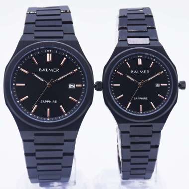 BALMER COUPLE B.2710M & B.2710L - JAM TANGAN COUPLE BALMER STAINLESS STEEL ORIGINAL Black