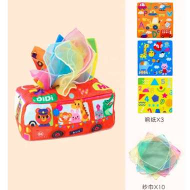 montessory baby toys tissue box mainan sensory bayi