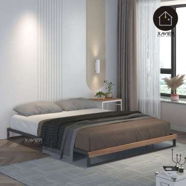 Xavier Home Decor Dipan Besi Tempat Tidur Minimalis / Dipan 120x200 Besi Minimalis / Dipan 160x200 Minimalis Besi / Dipan Tanpa Sandaran - HIRO 160X200 White