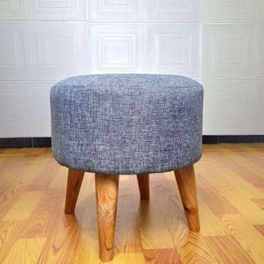 KANVAS - STOOL BULAT POLOS / PUFF / SOFA STOOL KOTAK MINIMALIS KOTAK DARK GRAY ( ABU )