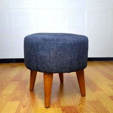 KANVAS - STOOL BULAT POLOS / PUFF / SOFA STOOL KOTAK MINIMALIS KOTAK SILVER BLACK (HITAM)