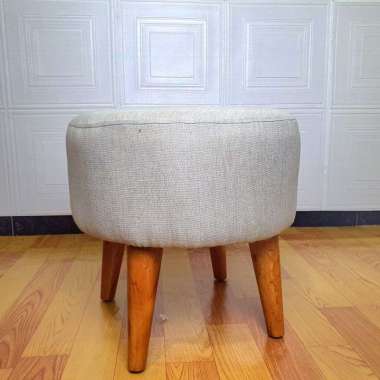 KANVAS - STOOL BULAT POLOS / PUFF / SOFA STOOL KOTAK MINIMALIS KOTAK PUTIH CREAM