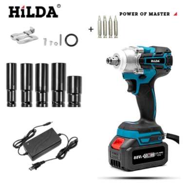 HILDA Cordless Impact Wrench Mesin Bor impact baterai 48VF 88VF Set