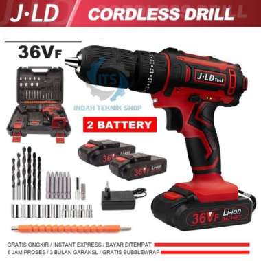 Promo JLD Mesin Bor 2 Baterai 36Vf Buat Tembok Beton Cordless Impact