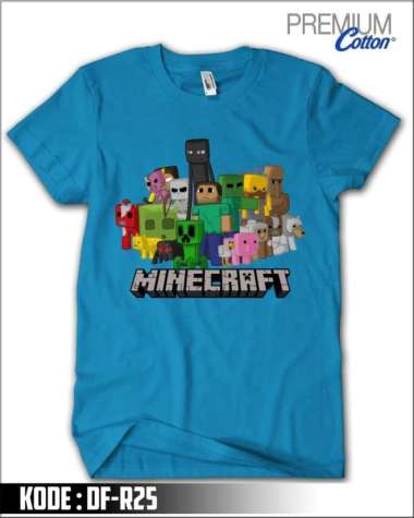 Kaos Minecraft Premium Full Katun Baju Anak Minecraft #DF-R25 11-12 tahun